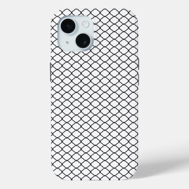 Coques Case-Mate iPhone Motif noir Quatrefoil Arrière - plan blanc (Verso)