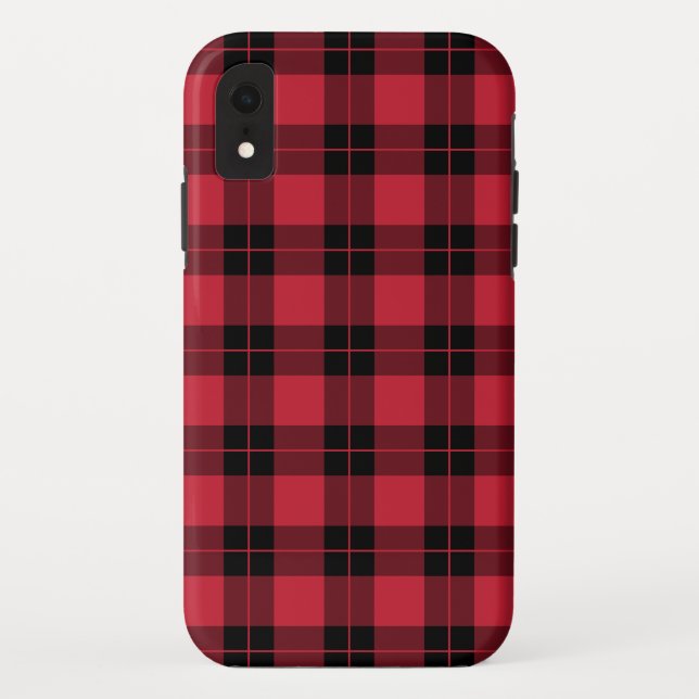 Coques Case-Mate iPhone Motif noir rouge moderne de plaid (Dos)