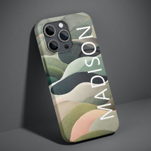 Coque Pour iPhone 14 Plus Motif ondulé abstrait moderne avec nom personnalis