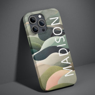 Coque Pour iPhone 14 Motif ondulé abstrait moderne avec nom personnalis