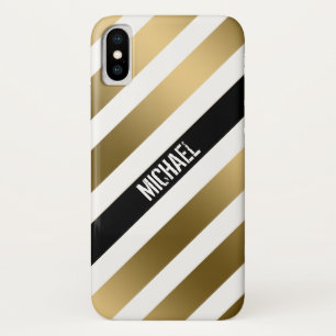 Coque iPhone X Motif Or Blanc Et Grandes Baies Noires