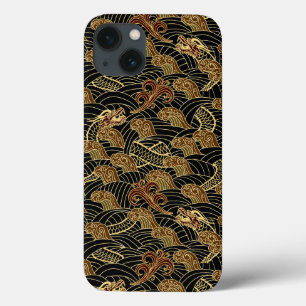 iPhone 13 Coque Motif oriental du dragon de mer