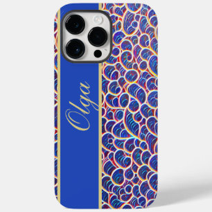 Coque Pour Pour iPhone 14 Pro Max Motif ornemental bleu orange