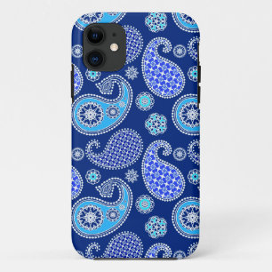 Coque Case-Mate Pour iPhone Motif Paisley, bleu cobalt et blanc