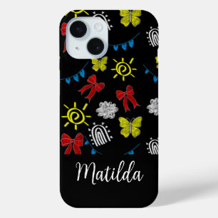 Coque Pour iPhone 15 Motif papillon lumineux et soleil personnalisé