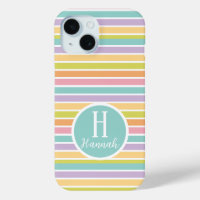 Motif Pastel rayé monogramme personnalisé