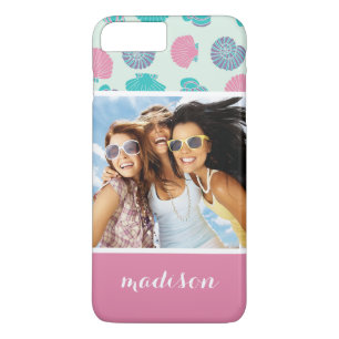 Coque iPhone 8 Plus/7 Plus Motif Pastel Seashell Votre photo et votre nom