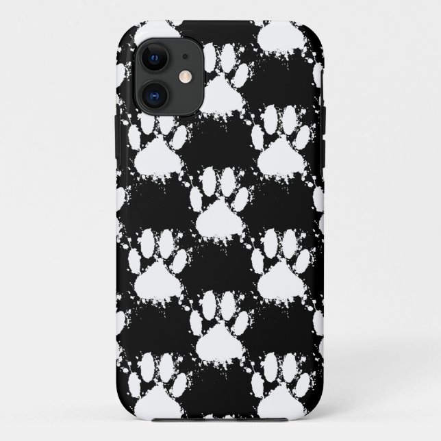 Coques Case-Mate iPhone Motif Paw Chien Blanc Avec Paint Splatter (Dos)