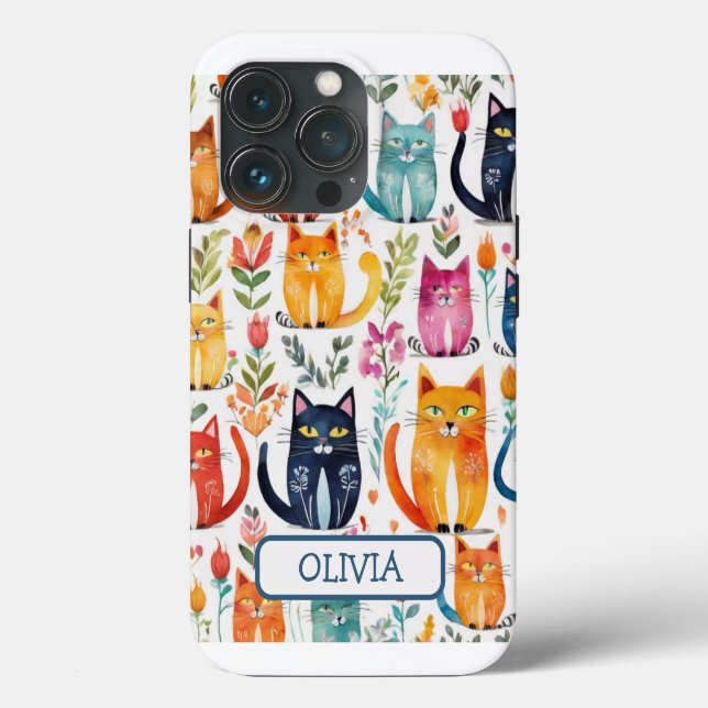 Coques Case-Mate iPhone Motif personnalisé Cute Kittens et Fleurs (Verso)