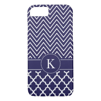 Case-Mate iPhone Case Motif personnalisé de Chevron Quatrefoil de bleu
