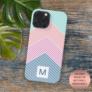 Coque iPhone 15 Pro Max Motif personnalisé vert bleu rose orange rayé