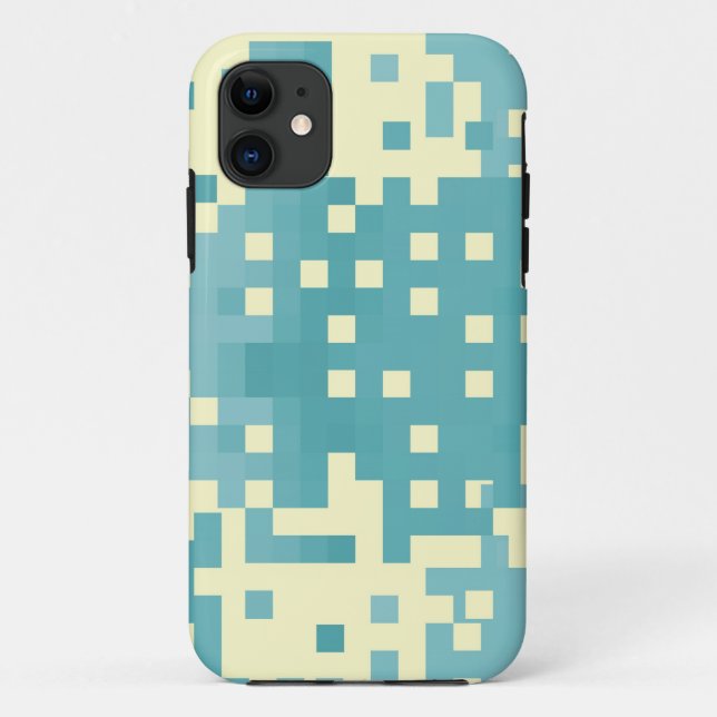 Coques Case-Mate iPhone Motif Pixel bleu et cyan (Dos)