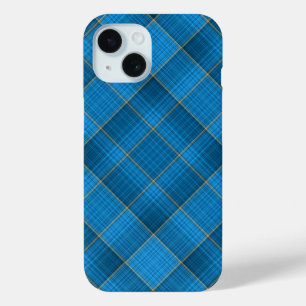 Coque Pour iPhone 15 Motif Plaid Bleu Anglais