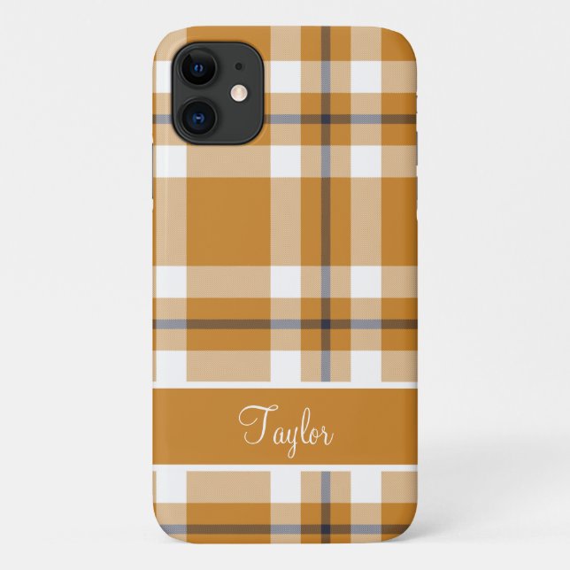 Coques Case-Mate iPhone Motif plat personnalisé Tartan d'automne (Dos)