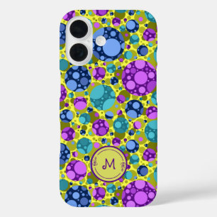 Coques iPhone 16 Motif pois en bleu rose Turquoise -