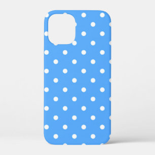 Coque iPhone 12 Mini Motif pois moderne bleu et blanc