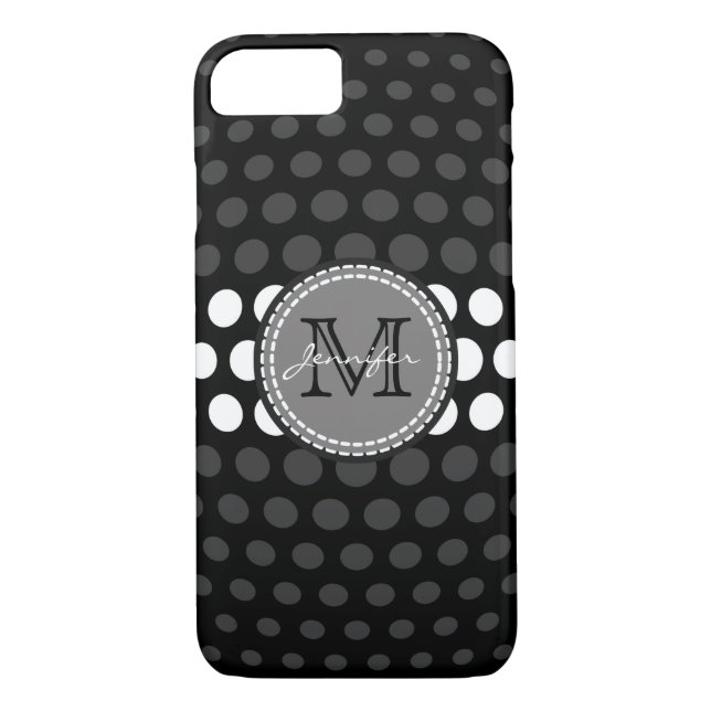 Coques Case-Mate iPhone Motif Pois Monogram White & Jet (Dos)