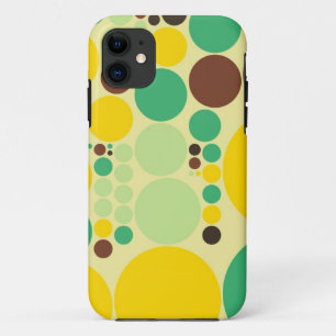 Coque iPhone 11 Motif pois rétro (Vert, Jaune, Brown)