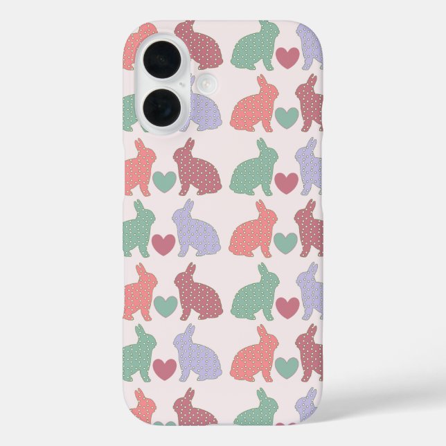 Coques Case-Mate iPhone Motif Polka Dot Bunnies en rose (Verso)