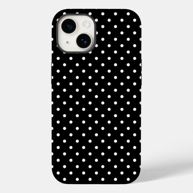 Coques Case-Mate iPhone Motif Polka noir et blanc classique 14 (Verso)