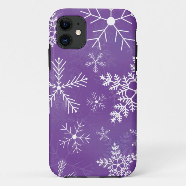 Coques Case-Mate iPhone Motif pourpre et blanc de flocon de neige (Dos)