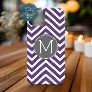 Coques Pour iPhone Motif pourpre et gris Chevron avec Monogram