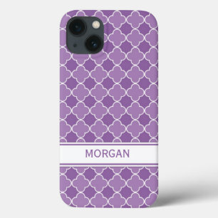 Etui iPhone 13 motif pourpre nommé fait sur commande de