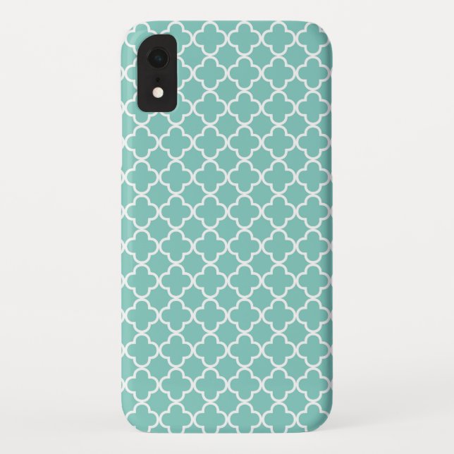 Coques Case-Mate iPhone Motif Quatrefoil Aqua Mint (Dos)