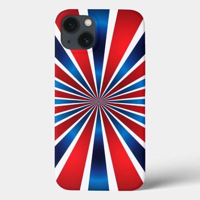 Coques Case-Mate iPhone Motif radial rouge bleu blanc (Verso)