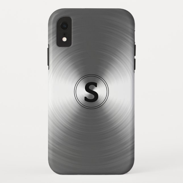 Coques Case-Mate iPhone Motif radiant argenté contemporain monogramme (Dos)