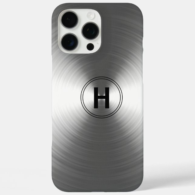 Coques Case-Mate iPhone Motif radiant argenté contemporain monogramme (Verso)