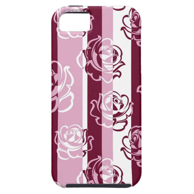 Coques Case-Mate iPhone Motif rayé avec des roses (Dos)