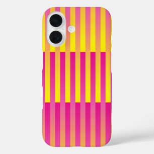 Coques iPhone 16 Motif rayé orange jaune rose