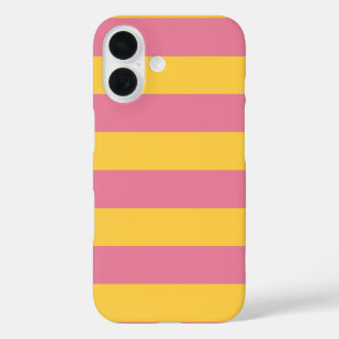 Coques iPhone 16 Motif rayé vertical rose et jaune vibrant