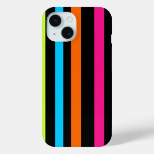 Coque Pour iPhone 15 Motif Rayures Néon