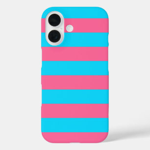 Coques iPhone 16 Motif rayures rose bleu