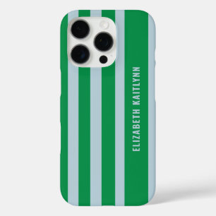Coques iPhone 16 Pro Motif rayures vertes et bleues Personnalisé