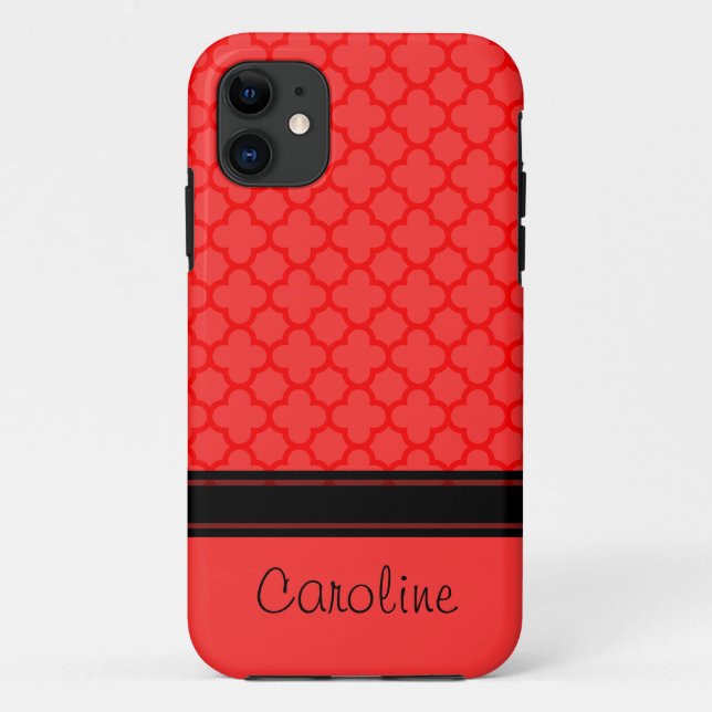 Coques Case-Mate iPhone Motif Red Quatrefoil (Dos)