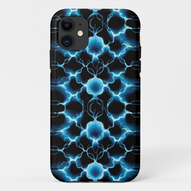Coques Case-Mate iPhone Motif répétitif de synthèse électrique bleue (Dos)