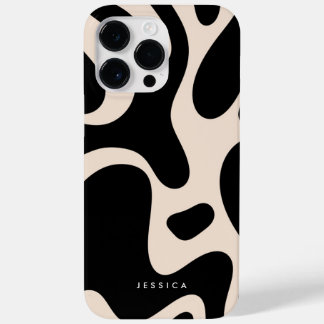 Coque Pour Pour iPhone 14 Pro Max Motif rétro Abstrait noir et beige