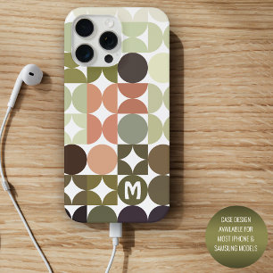Coque iPhone 15 Pro Max Motif Rétro Personnalisé Brun Vert Olive Noir