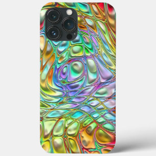 Etui iPhone 13 Pro Max Motif rétro violet Turquoise Orange