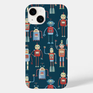 Coque Pour iPhone 14 Motif robotique rétro foncé