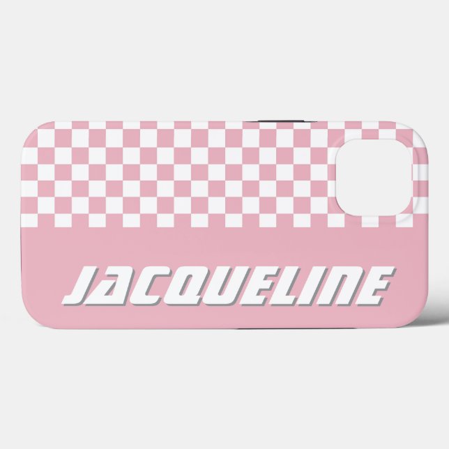 Coques Case-Mate iPhone Motif rose À damiers (Verso (horizontal))