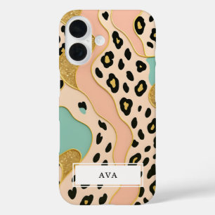 Coques iPhone 16 Motif Rose Carmin Léopard