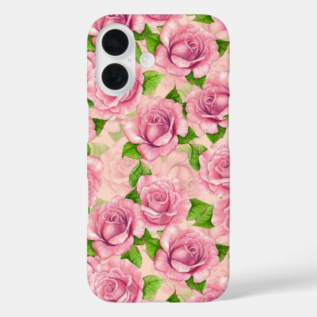 Coques Case-Mate iPhone Motif rose d'aquarelle rose (Verso)
