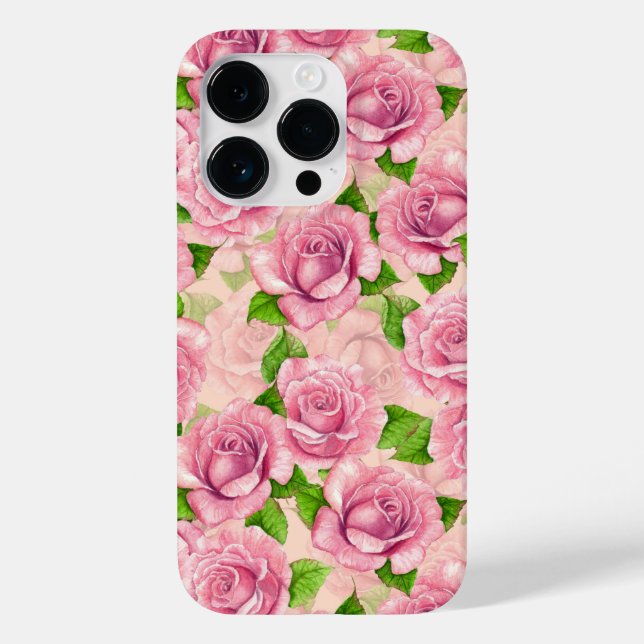 Coques Case-Mate iPhone Motif rose d'aquarelle rose (Verso)