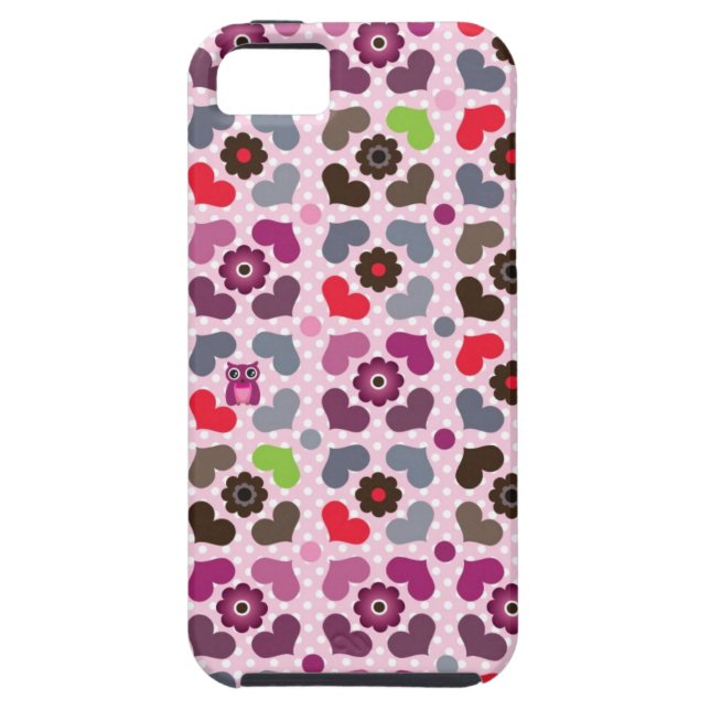 Coques Case-Mate iPhone motif rose de fleurs et de hiboux (Dos)