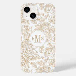 Coque Pour iPhone 14 Motif Rose Vintage beige