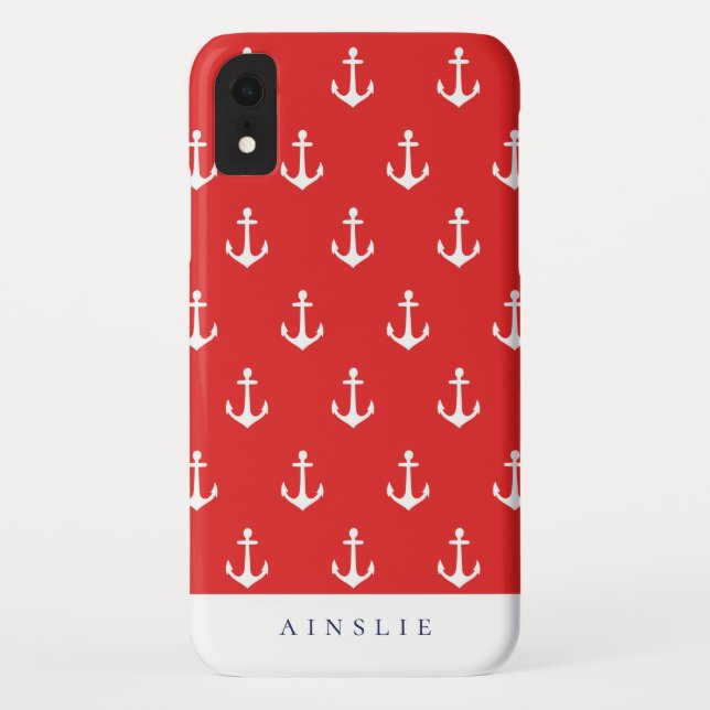 Coques Case-Mate iPhone Motif rouge côtier chic d'Ancre (Dos)
